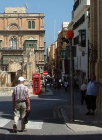 red phone box in Valletta Malta