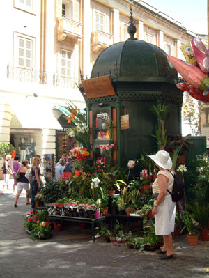 Colourful florists stand in central Valletta